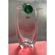 Baccarat Green Oceania Flower Vase Crystal Glass Clear