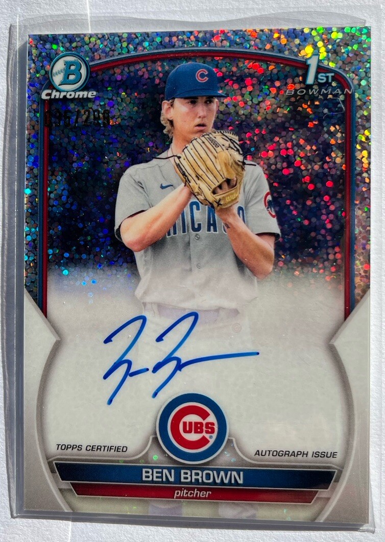 2023 Bowman Chrome Ben Brown Speckle Refractor 1st Prospect Auto #35/299 Cubs