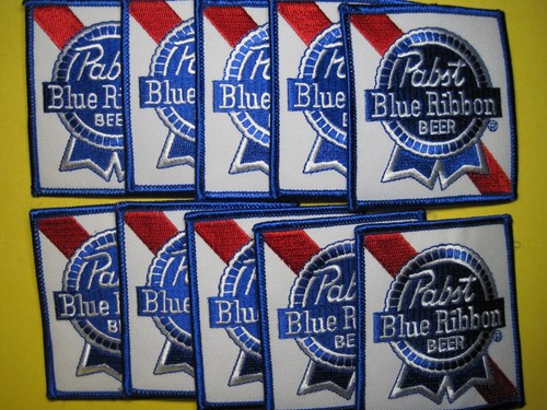 PABST BLUE RIBBON BEER PATCH PBR WHOLESALE LOT 10 PIECE IRON ON, SM CREST SIZE