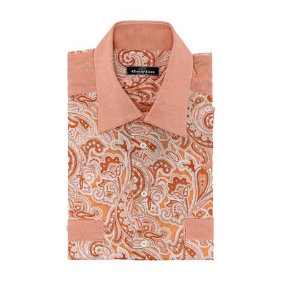 Luxus Gerlin Hemd Kurzarm Pfirsich Paisley 16 - 41 6F Bijan