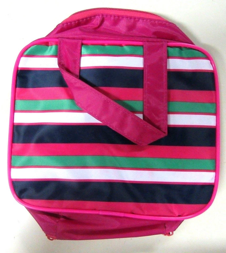 BLOOMINGDALES 化妆包 旅行条纹 粉色 透明 可拆卸 内部收纳袋 — 第 2/4 张图片