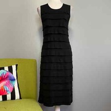 Calvin Klein Black Tiered Knit Sleeveless Sweater Dress