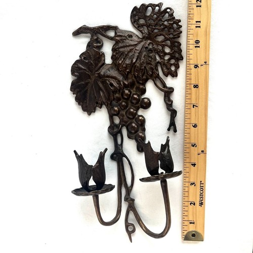 SPI Applique da Parete Vintage Ottone Candelabro Coppia di 2 Foglie d'Uva Motivo Art Decò - Foto 6 di 9