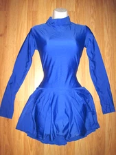 Plus Size Shiny Royal Spandex Leotard Dress Long Sleeve T-Neck Sz 2XL 16-18 New