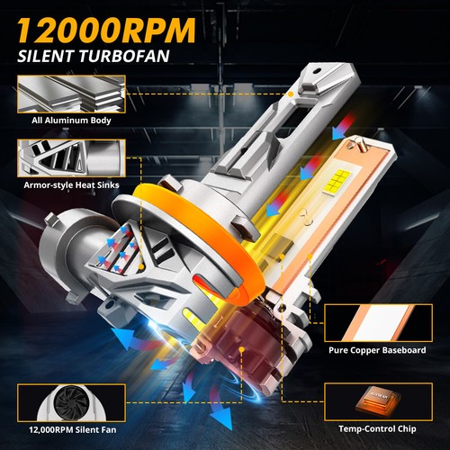 AUXBEAM Canbus LED Headlight High Low Fog Bulb 6500K For Buick Verano 2012-2017 - Picture 8 of 17