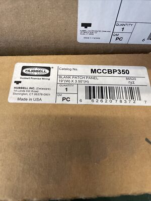 NEW Hubbell MCCBP350 Blank Patch Panel 19'' x 3.5'' 