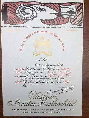 The 1966 Chateau Mouton Rothschild (Specimen) - Label By: Pierre Alechinsky