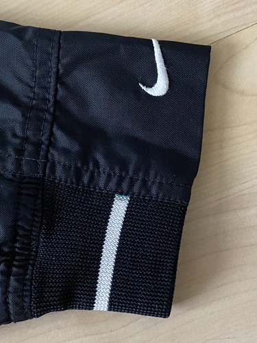 VINTAGE Nike Spell Out Track Jacket Zip Windbreaker 90's Black Youth Sz M (8-10) - Picture 3 of 11