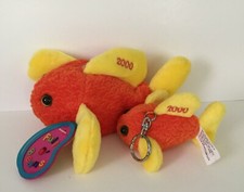 AVON Full O Beans Plush Gill, Little Gill Key Chain Baby Goldfish July Ruby 2000