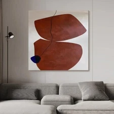 Terracotta Mid Century Modern Minimalist Handmade Painting on Canvas Organic