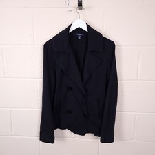 Chaps Ralph Lauren Peacoat Jacket Womens Xl Lightweight Unlined Collared Black