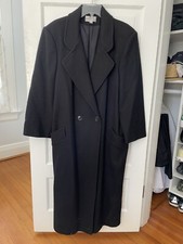Mystic Black Wool Blend Double Breasted Long Coat Women’s Size Xl