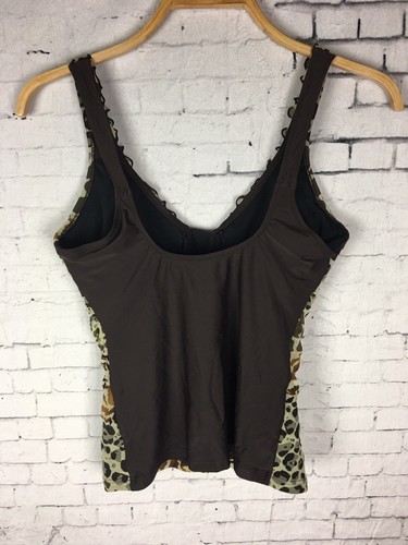 Sujetador con aros Profile Tankini Top para mujer marrón beige malla estampado animal (EAD) - Imagen 6 de 9