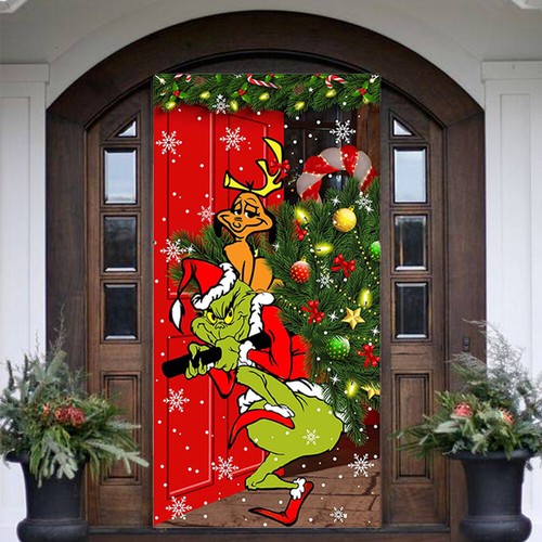 Frohe Weihnachten Grinch Weihnachten Türabdeckung Dekorationen Banner Grinch DE - Bild 5 von 11