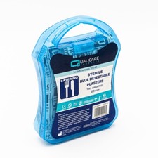 Qualicare Blue Detectable Plasters 5 Assorted Sizes - Plastic Carry Box of 100