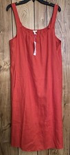 CLEARANCE NWT EILEEN FISHER Large Organic Linen Square Neck Cami Dress Flame