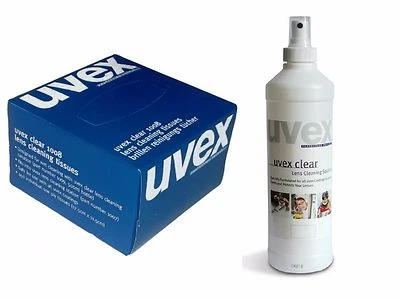 Glasses Lens Cleaning Fluid + 450 Cleaning Wipes 500ml Bottle Uvex Lens Cleaner