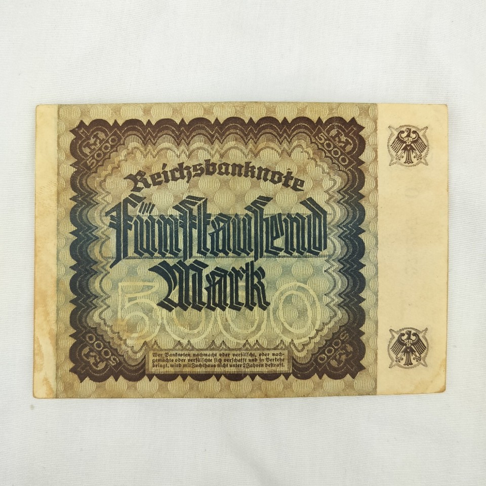 1922 GERMANY BANKNOTE 5000 Mark Paper Note German Money Europe Currency