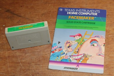 Vintage Texas Instruments TI Home Computer Facemaker Game Cartridge With Manual