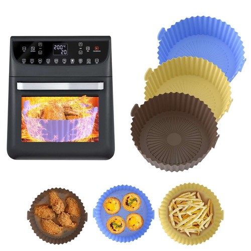 Air Fryer Silicone Pot Air Fryer Basket Non-Stick Safe Reusable Oven Tray Round - Picture 4 of 14