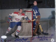 JOHNNY BOWER & DICK DUFF DUAL SIGNED 8x10 GLOSSY MAPLE LEAFS CANADIENS