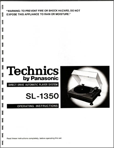 Technics SL-1350 Turntable Owners Manual