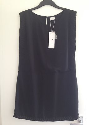 BNWT Stunning Ladies VILA Clothes Black Short Fully Lined Chiffon Dress - Size L