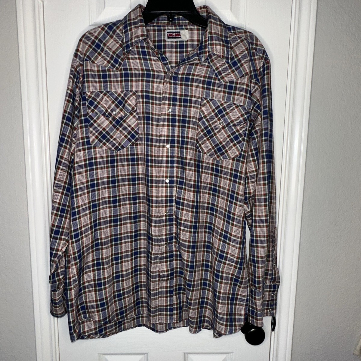 Vintage Big Mac Shirt XLT Mens Long Sleeve Pearl Snap Plaid