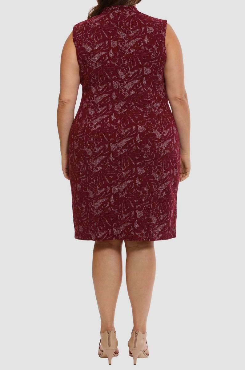 chinese dress ladies London Times Women's Cathedral Lace Short Sleeve Shift Dress, Wine, 4 at  Amazon Women's Clothing store main image 1
