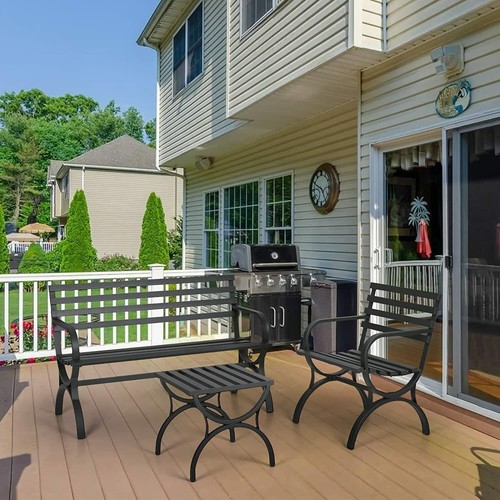 48" Outdoor Bench Metal Patio Garden Bench Deck Porch Seat Park Chair 600 LBS - Picture 12 of 15