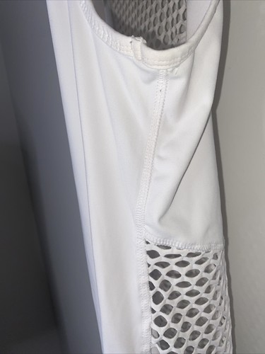 Yogalicious Womens WhiteTank Top Sleeveless S Mesh See Through Front Yoga Active - Picture 4 of 6