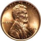 1945-P Lincoln cent - Near Gem BU RED  #317