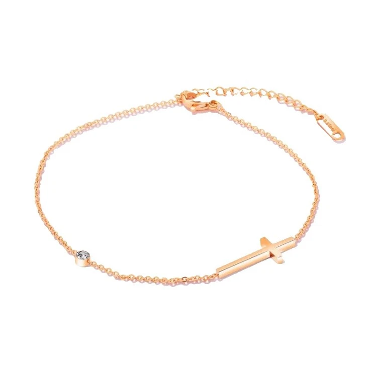 Zircônia cúbica Folheado a Ouro Rosé Tornozeleiras-Bijuteria