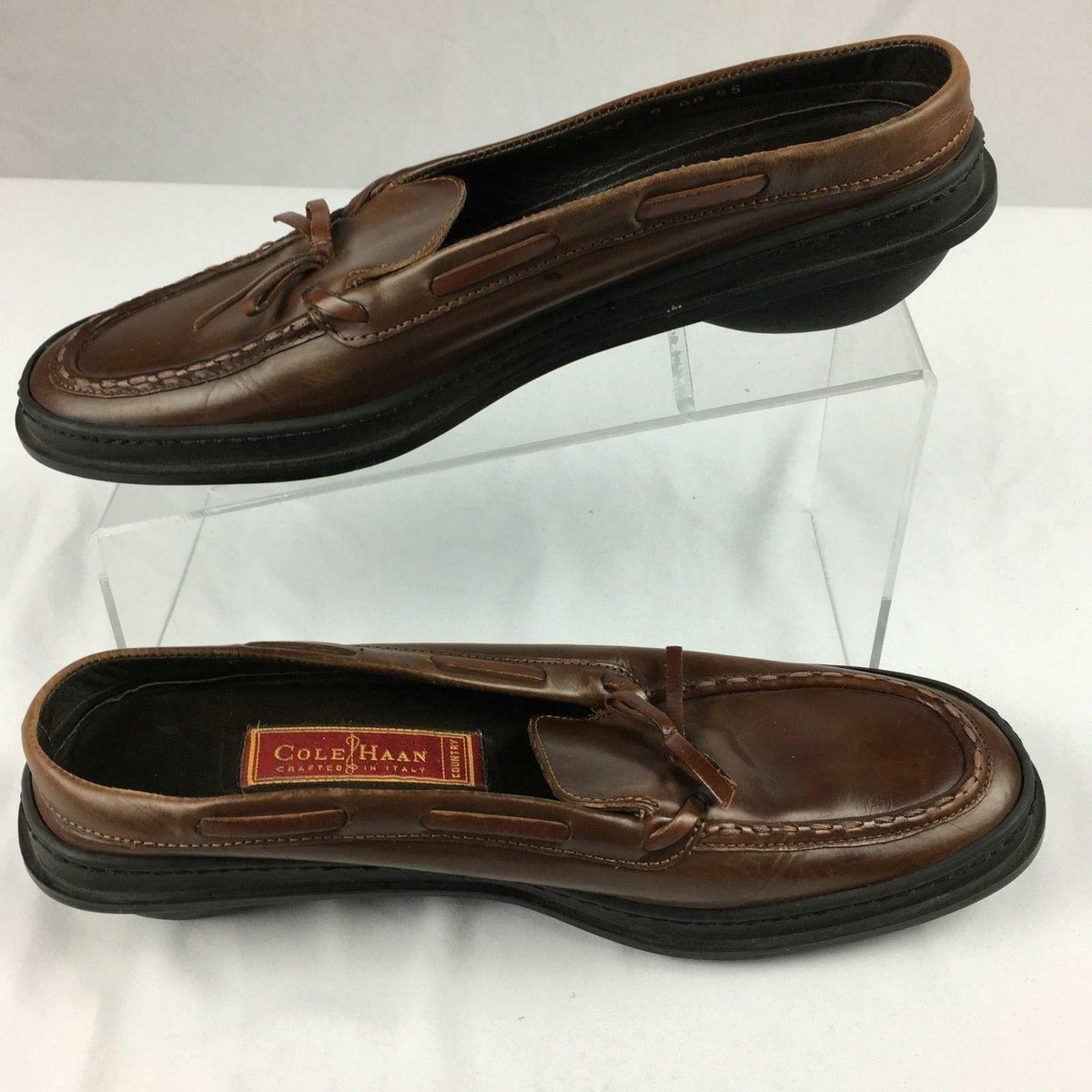 Cole Haan Country Brown Leather Bow Apron Moc Toe Slide  display picture 2