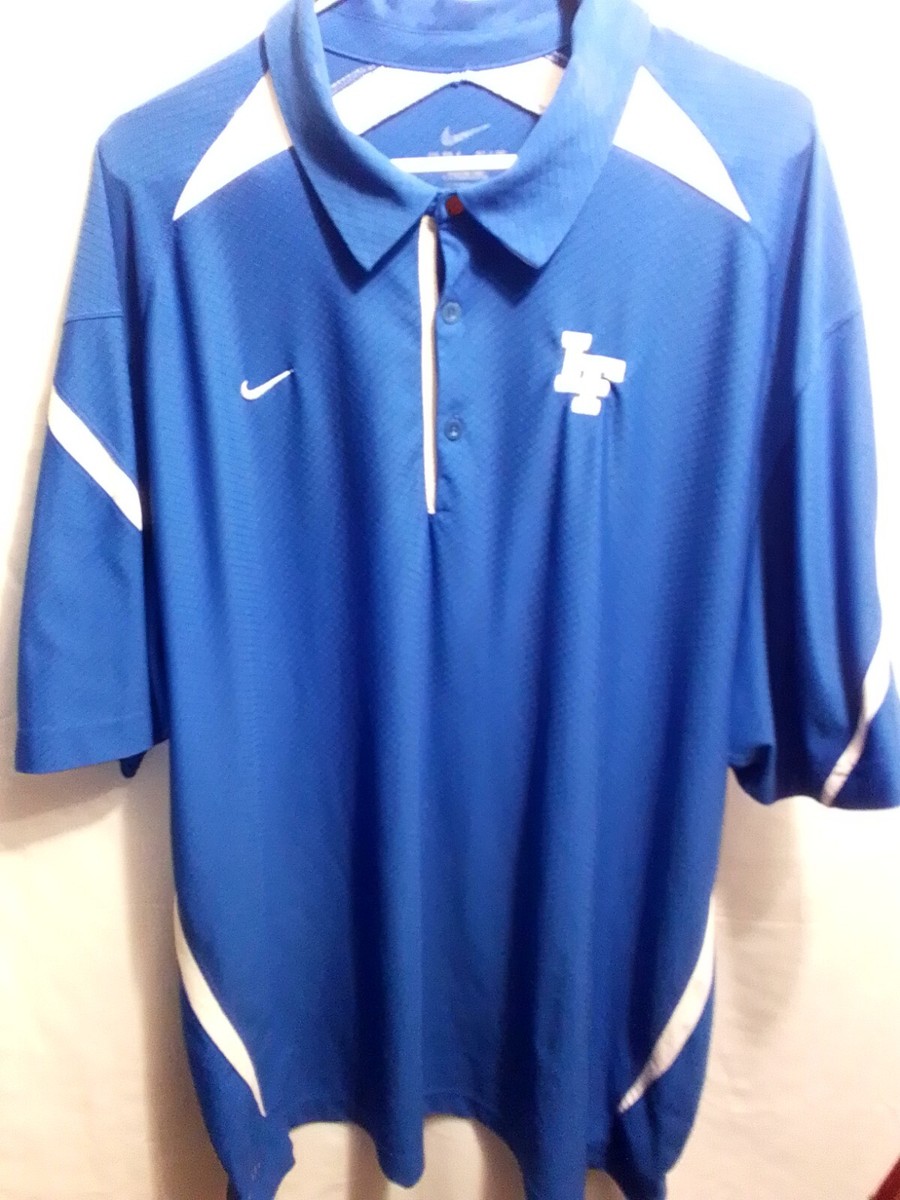 Nike Dri-Fit Polo Shirt Mens 3XLT Blue Short Sleeve Henley Collar Argyle  Knit