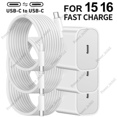 For iPhone 16 15 Plus Pro Max USB C Fast Charger Block PD Type C Adapter Cable