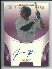 2013 Bowman Sterling Prospect Purple Ref AUTO Jacob May RC #d 7/10 WHITE SOX