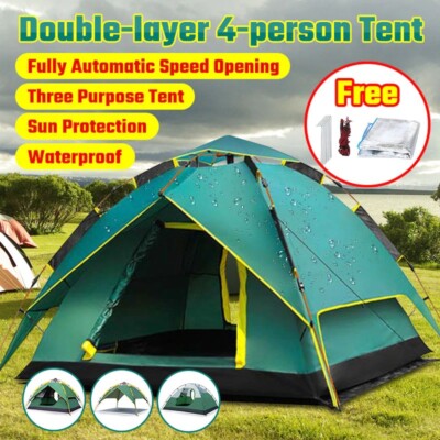 Full-automatic Camping Tent Large Space Instant Setup Protable Double layer Hiki