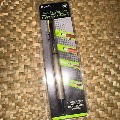 E-circuit Multi-function 4-1 Pen Stylus , Black Ink, Pointer/flaslhlight Etc