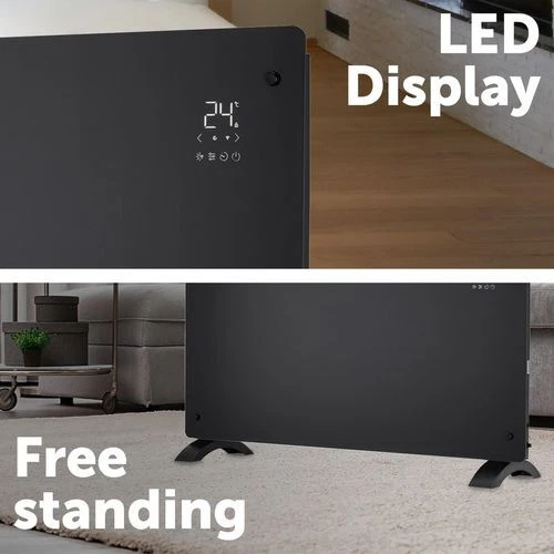 Arlec 2400W Black Grid Connect Glass Panel Heater | eBay