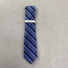 Perry Ellis Portfolio Tie Mens Navy Blue Abbott Stripe Necktie Polyester