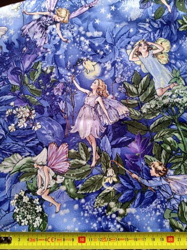 Michael Miller NITE NIGHT FAIRIES Flower Fairies - METALLIC - FAT QUARTER - Picture 2 of 3