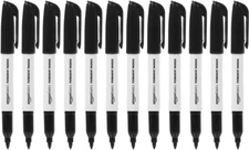 AmazonBasics Fine Point Tip Permanent Markers, Black, 12-Pack