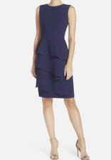 Eliza J Navy Blue Tiered Ruffle Sheath Dress Size 4