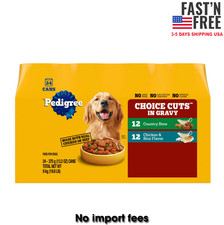 Pedigree Choice Cuts In Gravy Wet Dog Food Chicken  Rice, 13.2 oz Cans 24 Pack