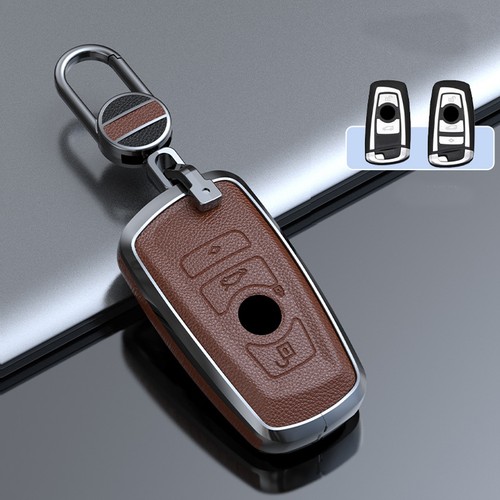 For BMW 320i 328i 528i 335i X3 X4 2011-2018 Metal Leather Smart Key Fob Cover - Picture 8 of 13