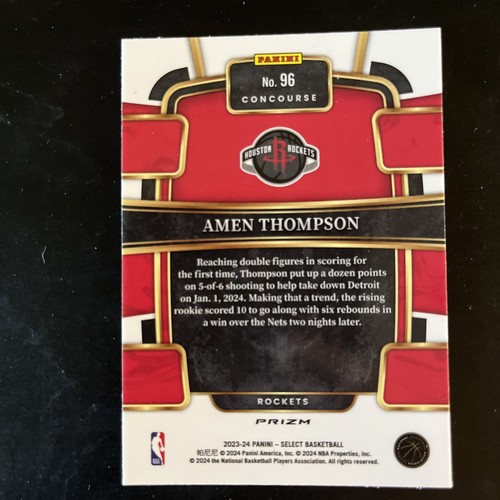 ✨2023 Panini Select Amen Thompson Concourse Blue Cracked Ice Prizm #96 Rookie RC - Bild 2 von 2