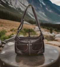 Maxx New York Dark Brown Genuine Leather Shoulder Handbag Purse-read description
