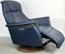 Ekornes Stressless Medium MAX Power Adjustable Blue Leather Recliner Chair