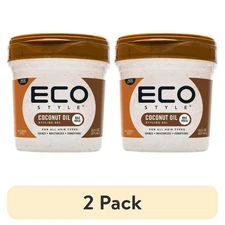 (2 pack) Eco Style Coconut Oil Hair Styling Gel, 16 oz, Moisturizing, Unisex
